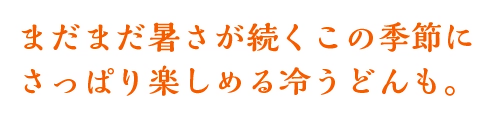 まだまだ暑さが続くこの季節にさっぱり楽しめる冷うどんも。