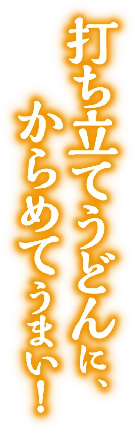 打ち立てうどんに、からめてうまい!