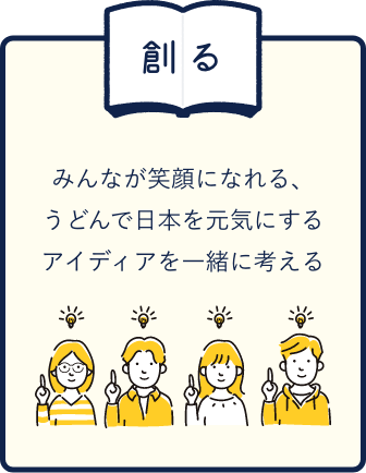 創る　みんなが笑顔になれる、うどんで日本を元気にするアイディアを一緒に考える
