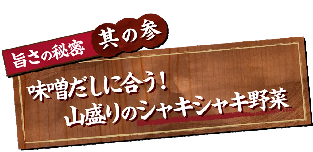 旨さの秘密其の参味噌だしに合う！山盛りのシャキシャキ野菜