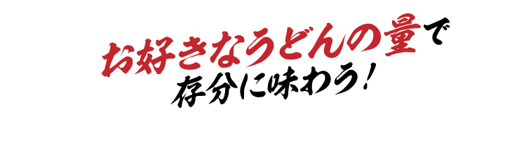 お好きなうどんの量で存分に味わう！
