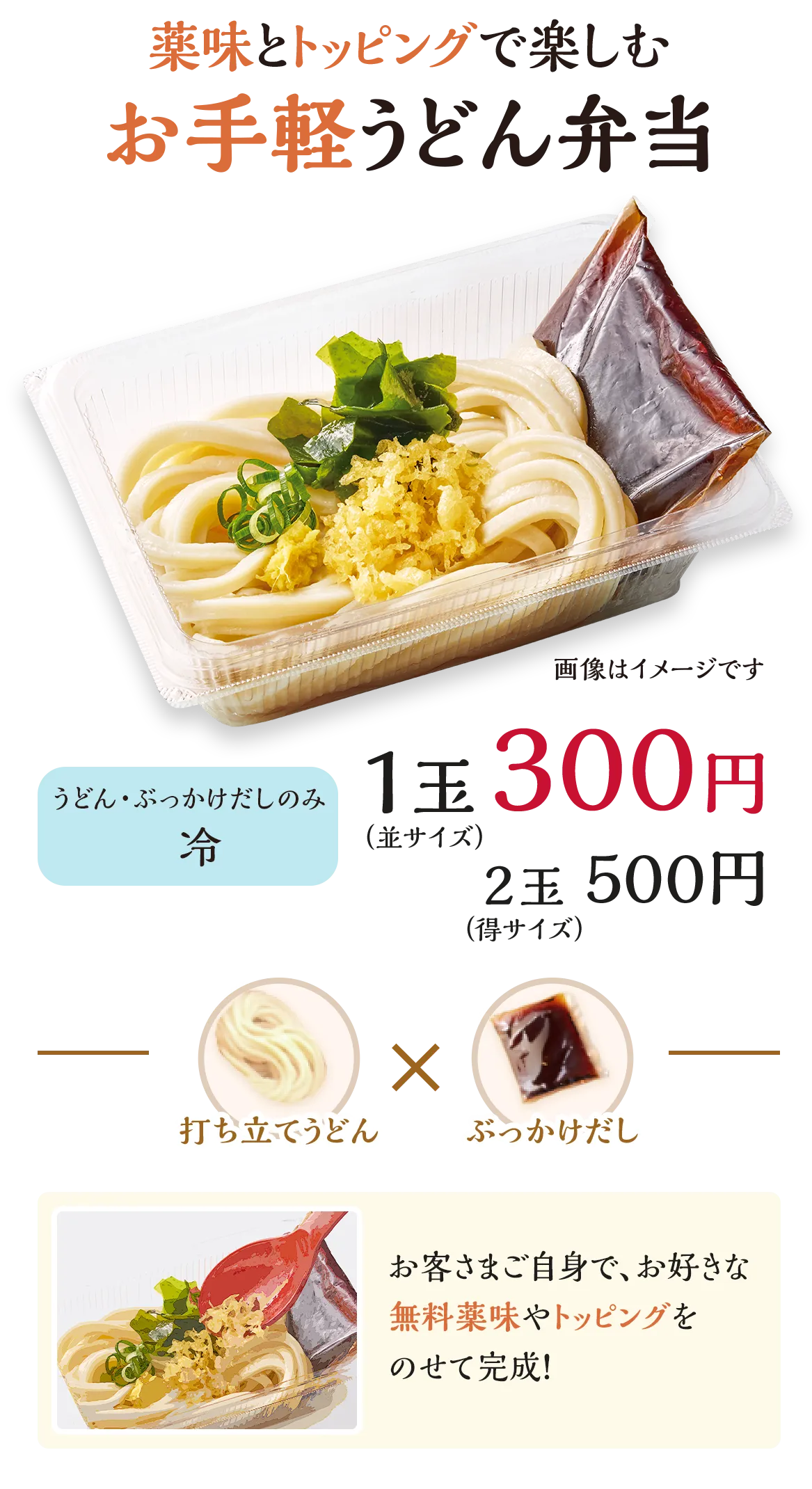 薬味とトッピングで楽しむお手軽うどん弁当