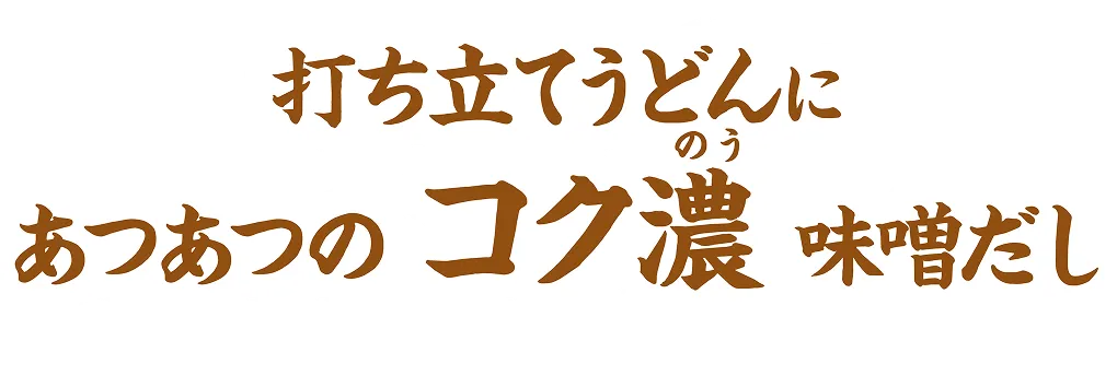 打ち立てうどんにあつあつの＂コク濃＂味噌だし
