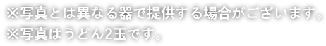 写真と異なる器で提供する場合がございます。写真はうどん２玉です。
