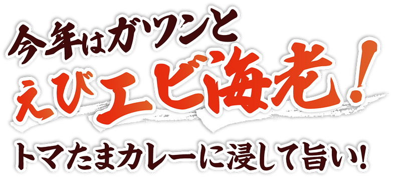 今年はガツンとえびエビ海老！トマたまカレーに浸してガツンと旨い！