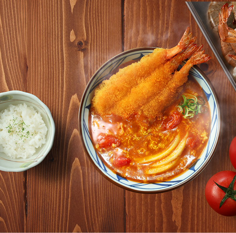 海老カツトマたまカレーうどんの画像