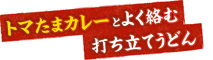 トマたまカレーとよく絡む打ち立てうどん