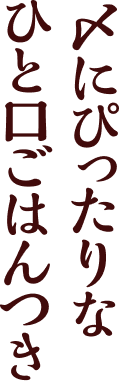 〆にぴったりなひと口ごはんつき