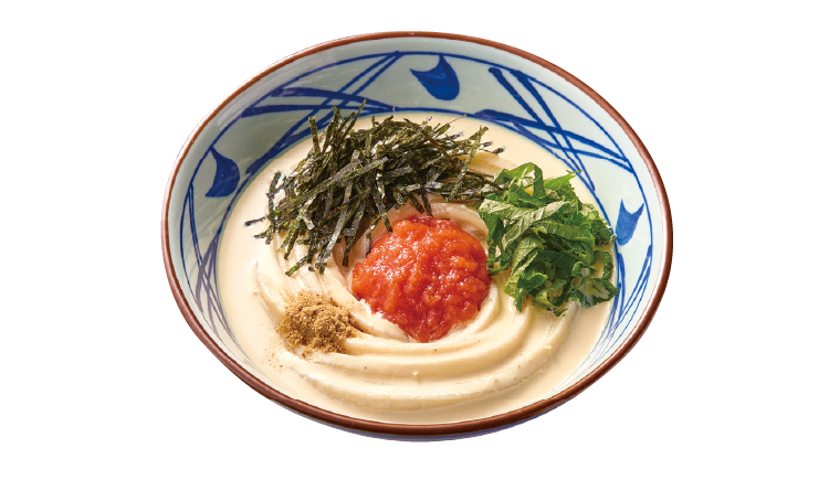 冷たいクリームベースのだしに、ピリリと辛い明太子が食欲そそる