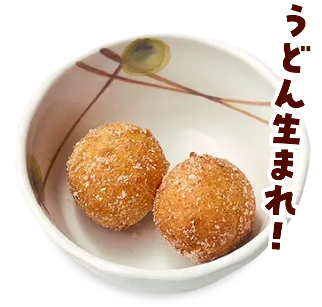 うどーなつのイメージ写真。うどん生まれ！
